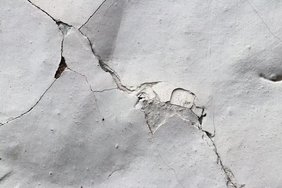 Une fissure sur un enduit de mur extérieur